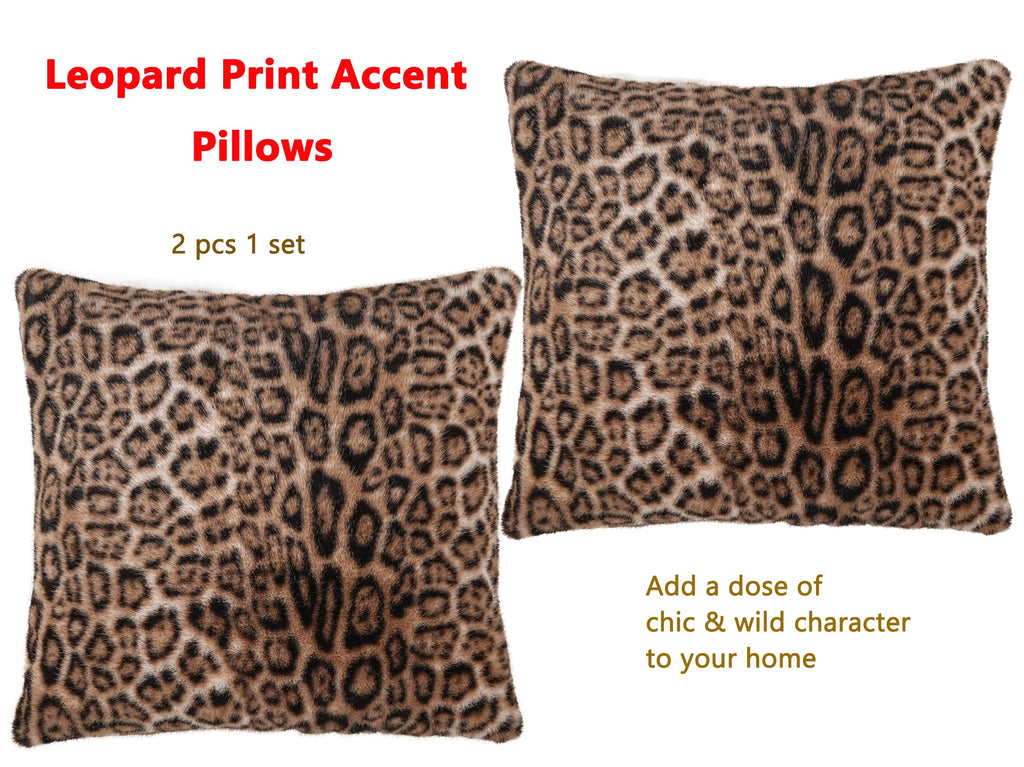 Vikodah Cheetah Pillow Covers 18 * 18in Throw Pillow Cover 2pcs Set Faux-Fur Leopard-Print Couch Pillow Covers Fluffy Soft