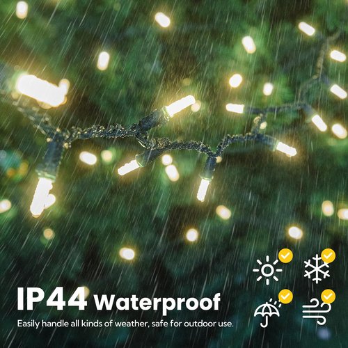 Hopolon Warm White Christmas Lights, 16.4ft 50LED Waterproof Christmas Tree String Lights Indoor with Green Wire,Connectable Mini Light Xmas Light for Outdoor Home,Festival,Party,Holiday Decor