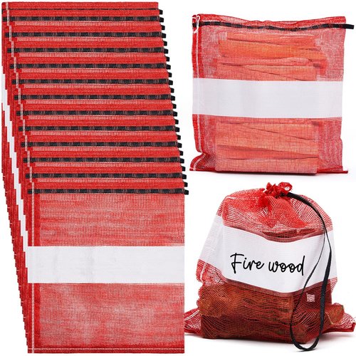 GliCraft 60 Pcs Onion Bags Reusable Mesh Produce Storage with Drawstring Firewood Bags Onion Potato Storage Sacks for Garden Vegetable Fruit Produce Packaging Supplies (22 x 24 Inch)