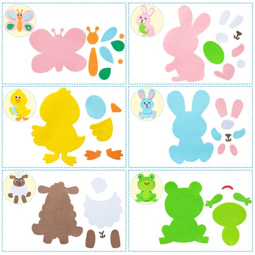 JOYIN 24 Pcs Foam Easter Egg Magnet Craft Kit, Easter Craft Kits DIY Animal and Egg Magnet Set for Kids Favor Classroom Homeschool Art Decor, Art and Craft Supplies Party Favors