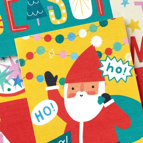 Hallmark Festive Fun Boxed Christmas Card Assortment (36 Cards and Envelopes) Red, Green, Yellow, Snowmen, Santa