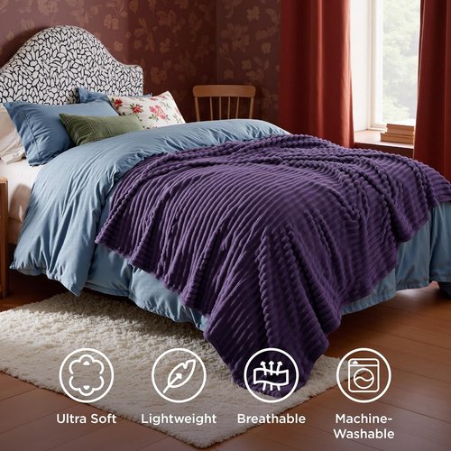 Bedsure GentleSoft Purple Fleece Blanket - Cozy 50x60 Inch Throw for Women & Girls