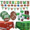 173PCS Football Party Supplies Kit for 24 Guests - Football Birthday Party Supplies with Paper Plate Napkin Big Cup Cutlery Banners Touchdown Tablecloth Tailgate Party Decorations(B)