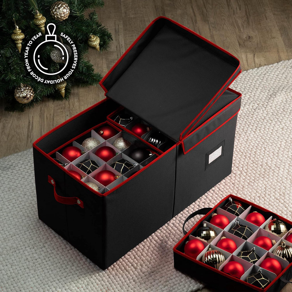 Premium Christmas Bauble Storage Box - 128 Compartment Organizer for Delicate Ornaments | Tear-Proof 600D Oxford Fabric - 5 Year Warranty