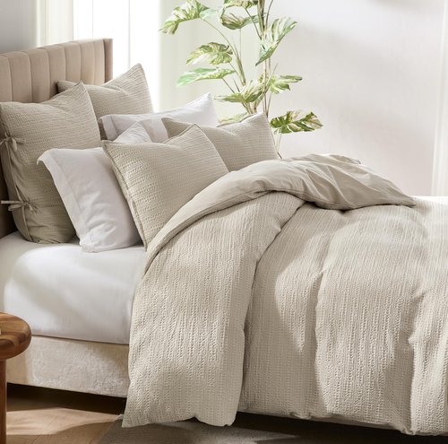 WDCOZY 100% Cotton Luxury Honeycomb Duvet Cover Set Queen Size with Hidden Zipper, Neutral Beige Waffle Weave Bedding, Textured Soft and Breathable Washed, Linen Like, 3 Pieces, 90x90 inches