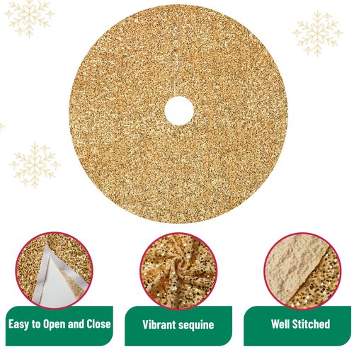 Mr. Pen- Christmas Tree Skirt, 48 inch, Gold Christmas Tree Skirt Gold