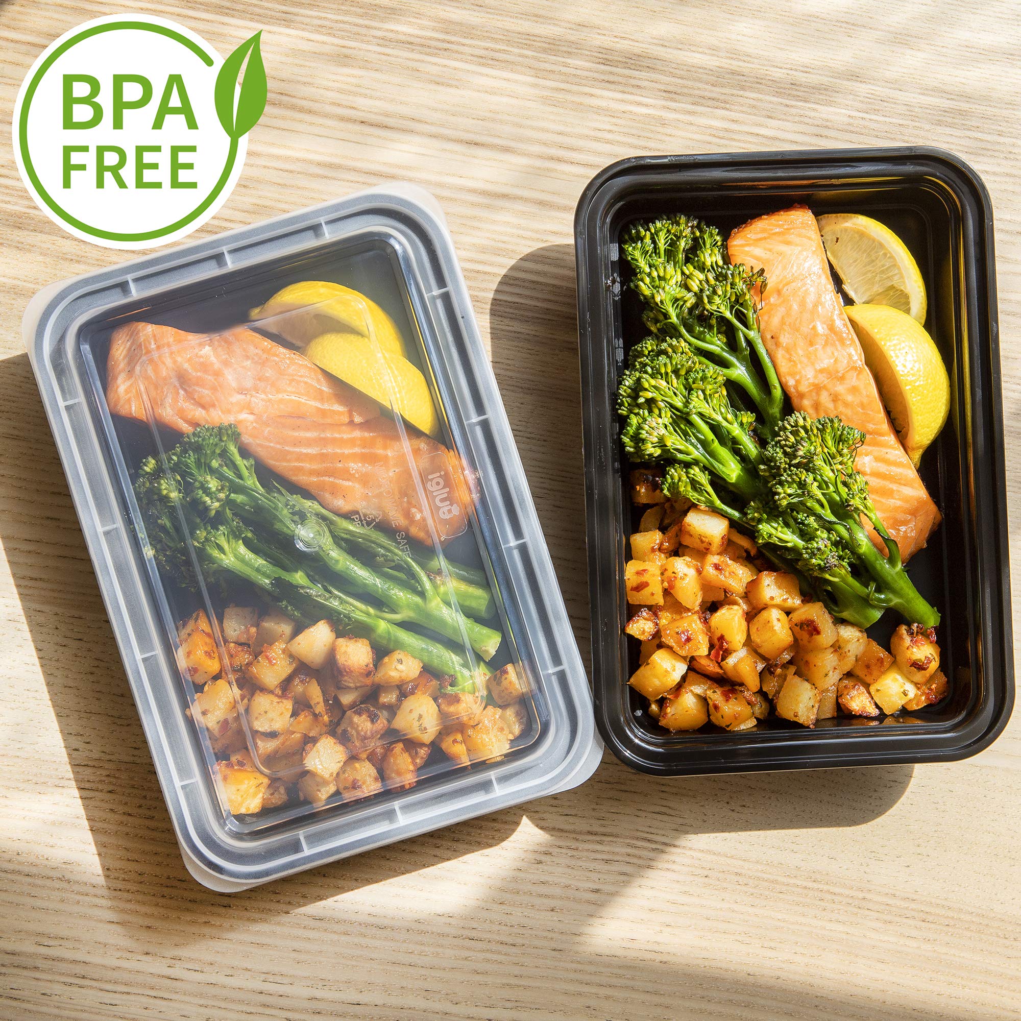 Igluu Meal Prep Containers Reusable (20 Pack) – Food Containers with Lids – Stackable, Microwave, Freezer & Dishwasher Safe – 28oz – 1 Compartment – BPA-Free