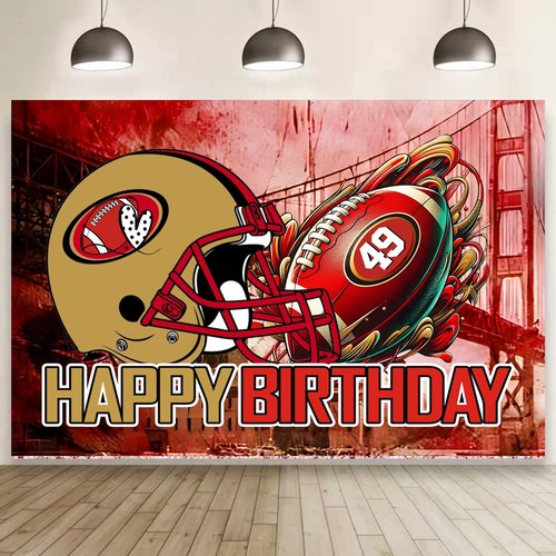 49 Birthday Party Backdrop,Football Party Decoration,49 Football Themed Birthday Banner Shoot Photo Backgrounds Props for Party 5x3ft.