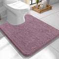 OLANLY U-Shaped Toilet Rugs - Extra Soft, Absorbent Chenille Bath Mat | 24x24, Deep Plum, Quick-Dry, Non-Slip