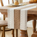 FEXIA Boho Table Runner for Home Decor with Out Tassels 72 Inches Long Farmhouse Rustic Table Runner Macrame Burlap Table Decoration for Living Room Bridal Shower(12x72 Inches)