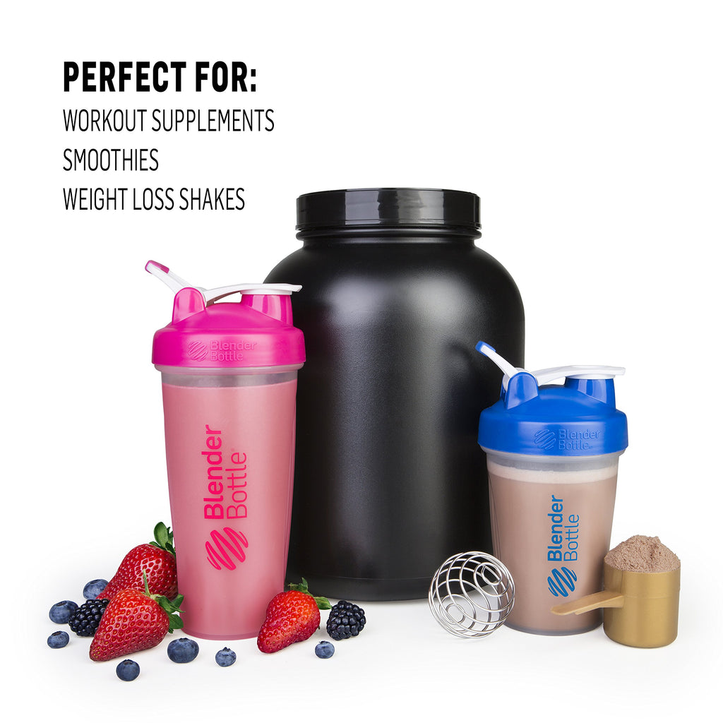 BlenderBottle Classic Shaker Bottle Perfect for Protein Shakes and Pre Workout, 28-Ounce (2 Pack), All Black