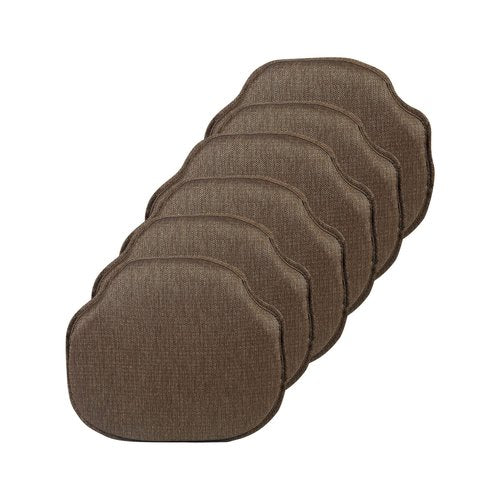 Klear Vu Gripper Omega Non-Slip Windsor Chair Cushions with Skid-Proof Seat Pad for Dining Room, Kitchen, and Office Use, 16x15 Inches, 6 Count (Pack of 1), Chestnut