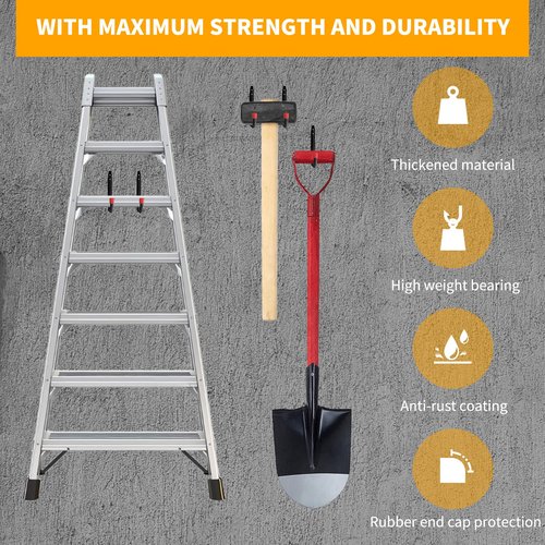 CRXCRC 6 Pack Garage Hooks Heavy Duty, Utility Steel Hooks with EVA Foam Padding, 15inch Wall Mount J Organizer Hanger for Hanging Bikes Kayak Garden Tool Hose Bike Shelf