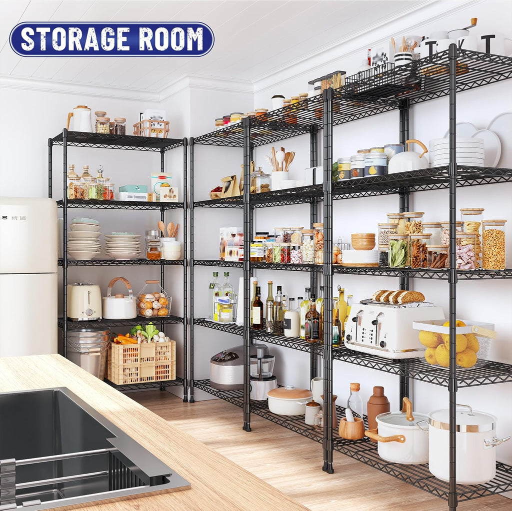 Romorgniz 5-Tier Metal Shelving Unit - Adjustable Wire Storage Rack for Kitchen, Pantry & Closet | 59.4" H x 21.5" W x 13.6" D