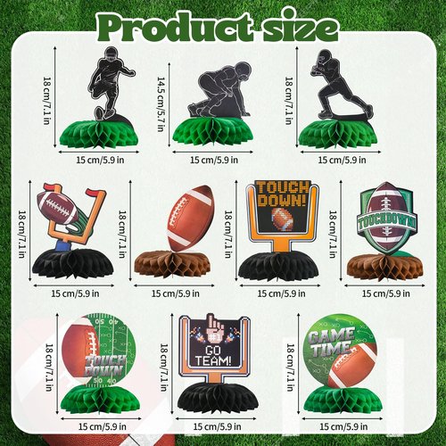 10 PCS Football Party Decorations, PureGuard Football Honeycomb Centerpieces Table Decorations Table Toppers for Football Birthday Party Favors Sports Party Decor