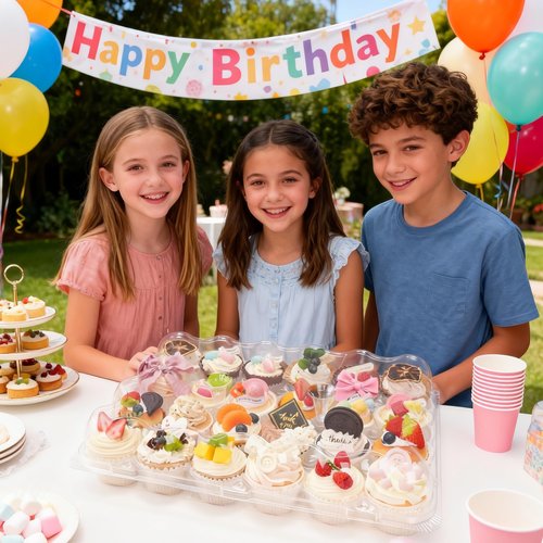 LOKQING 24 Count Cupcake Containers 10 Pack Cupcake Holders Plastic Clear Disposable Cupcake Containers with Detachable Tall Dome Lids and 360 Liners for 240 Cupcakes, BPA Free, Standard Size