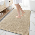 OLANLY Large Bathroom Rugs - Extra Soft Chenille Bath Mats | Quick-Dry, Machine Washable, 59x35, Beige