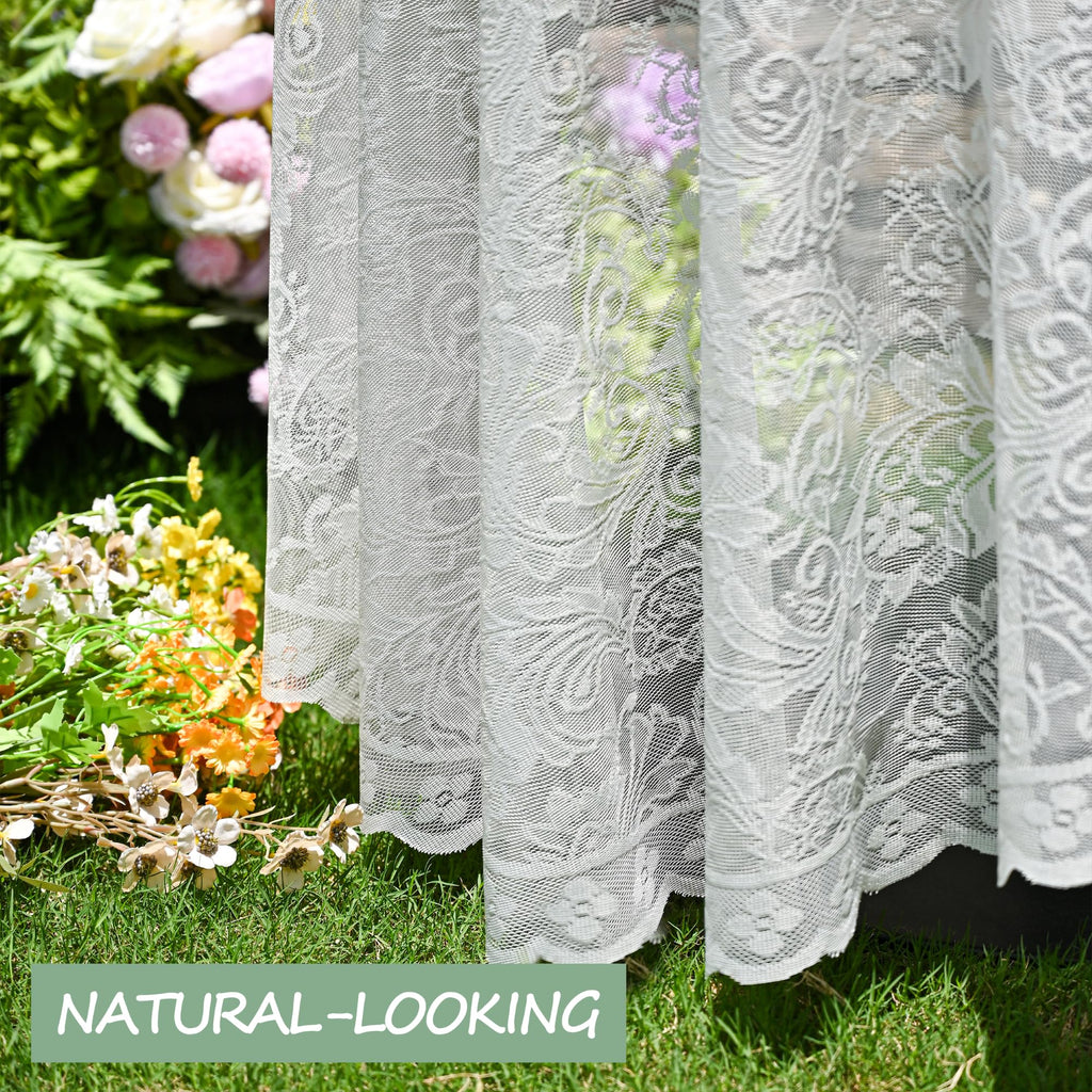 Jayla White Lace Round Tablecloth 60 Inches Phoenix Tail Flower Embroidered Wedding Table Cloths for Summer Outdoor Party Reception, Dinner Party, Baby Shower, Decorations, Home Decor