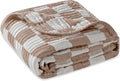 Skiennix Ultra Soft Muslin Baby Blanket - Versatile Swaddle & Bed Blanket for All Ages | Coffee Checkered Design
