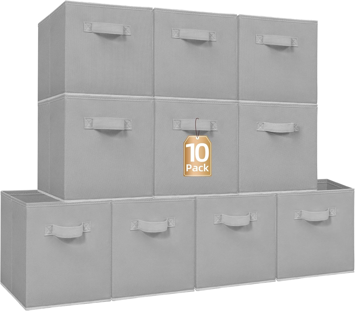Storage Maniac 11-Inch Collapsible Storage Cubes - Durable Fabric Bins for Organization | 10-Pack Grey