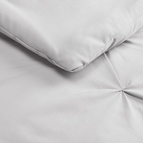 SERTA Simply Clean Soft Lightweight Pleated 3 Piece Hypoallergenic Comforter Set, Full/Queen, Grey
