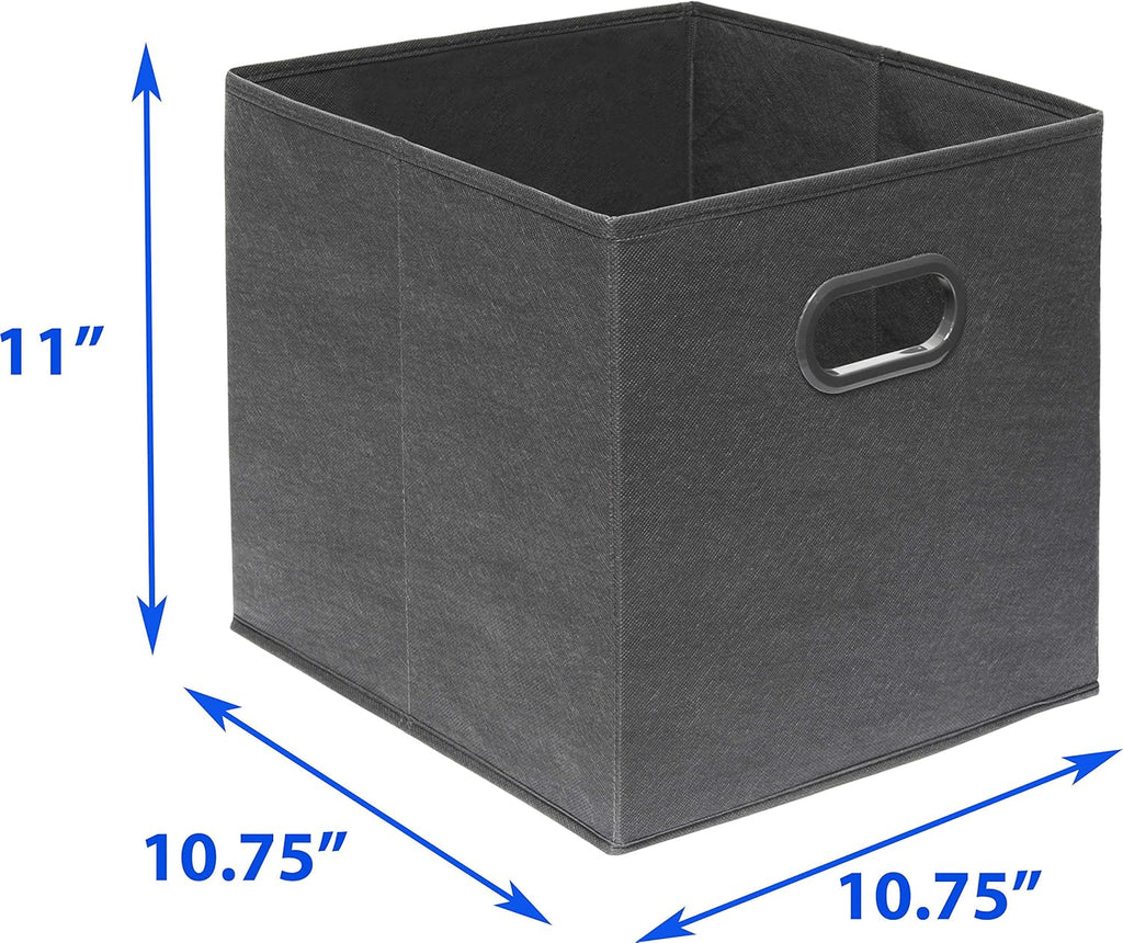 Simple Houseware Foldable Cube Storage Bins - 11-Inch Dark Gray Fabric Organizer with Handles | 6-Pack