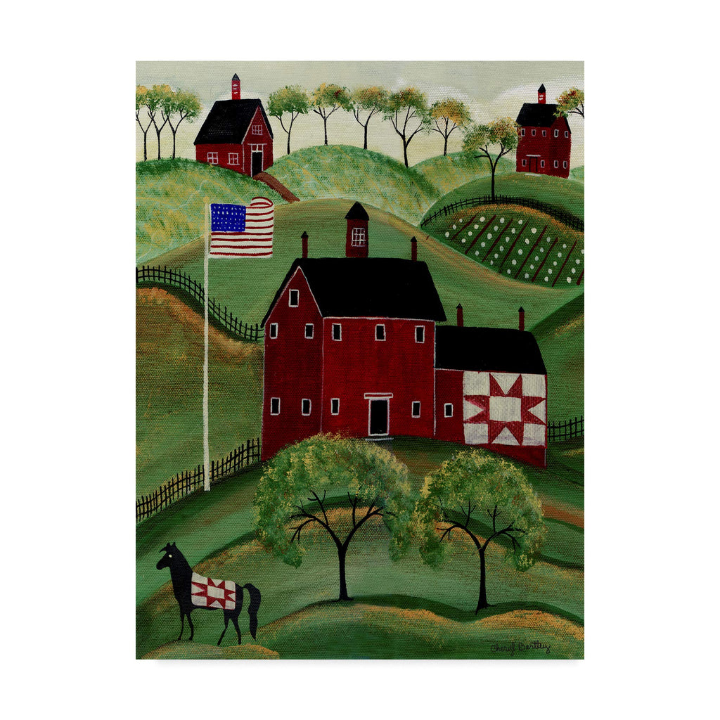 Trademark Fine Art American Red Quilt House by Cheryl Bartley, 14x19-Inch
