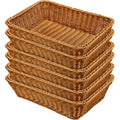 Irenare 6 Pack Wicker Bread Basket 17.7 Inch Woven Bread Serving Baskets for Gifts Poly Rattan Fruit Tabletop Food Trays for Display Vegetables Restaurant Kitchen Snacks