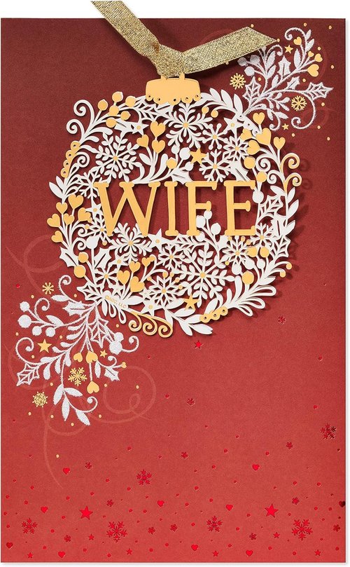 American Greetings Christmas Card - Romantic Holiday Greeting with Keepsake Ornament for Wife