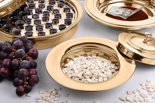 Steadfast Selections - (Offering Plate Red) Premium Gold Stainless Steel Offering Plates for Church | Offering Trays | Church Collection Plate | Church Offering Plates