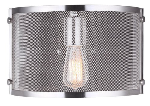 CANARM Beckett 1-Light Wall Sconce, Industrial Silver Wire Shade, Low-Profile Wall Lighting for Bedroom, Hallway or Living Room