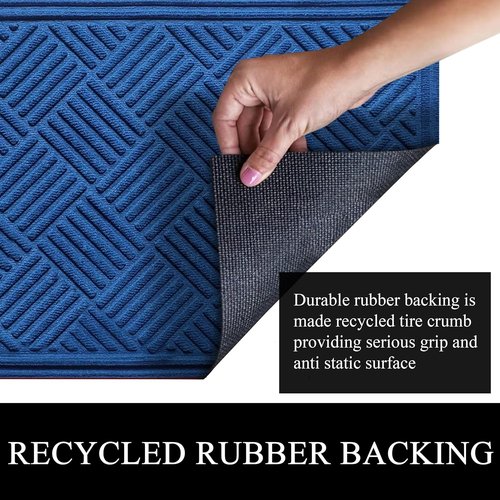 A1HC Durable Heavy-Duty Door Mat - Waterproof & Easy Clean | 18x30 Inches, Checkered Blue