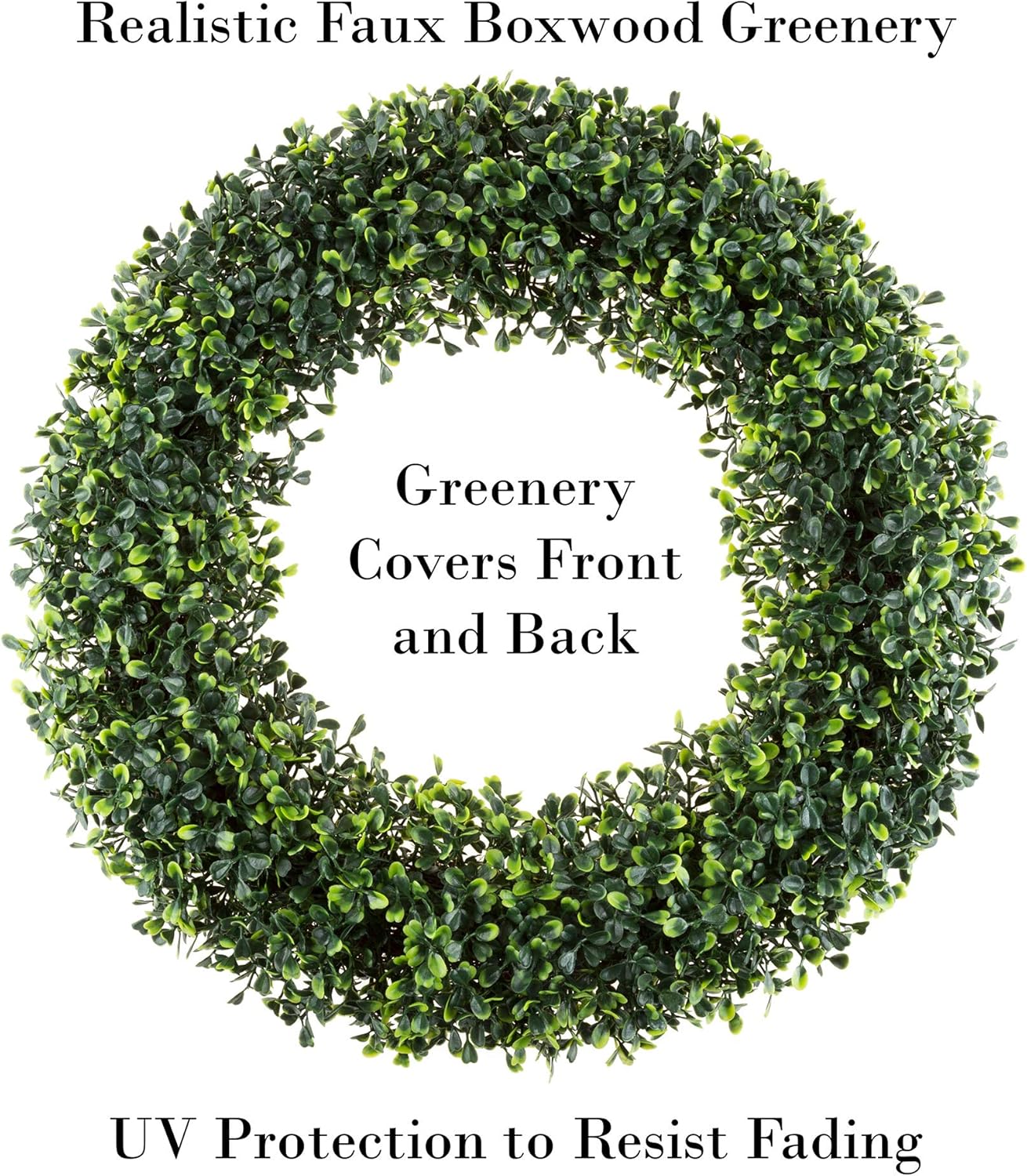 Pure Garden 19.5-Inch Boxwood Wreath - UV Resistant Artificial Decor for All Seasons | Indoor/Outdoor Use