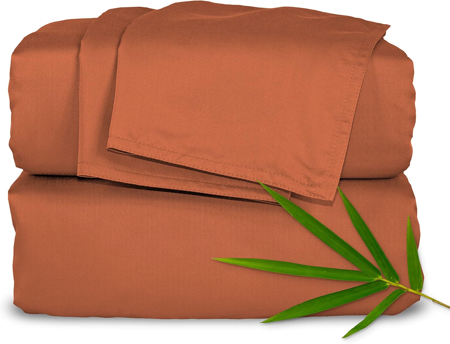 Pure Bamboo Split King Sheets - 100% Organic Viscose Bed Sheet Set, Soft & Cooling, Terracotta
