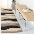 SAFAVIEH Florida Shag Collection Runner Rug - 2'3" x 8', Ivory & Grey, Abstract Design, Non-Shedding & Easy Care, 1.2-inch Thick Ideal for High Traffic Areas in Living Room, Bedroom (SG475-1180)