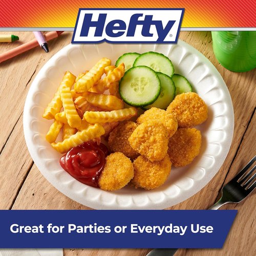 Hefty Disposable Foam Plates - Soak Proof, 8.9 Inches, 100 Count | Perfect for Lunch & Appetizers