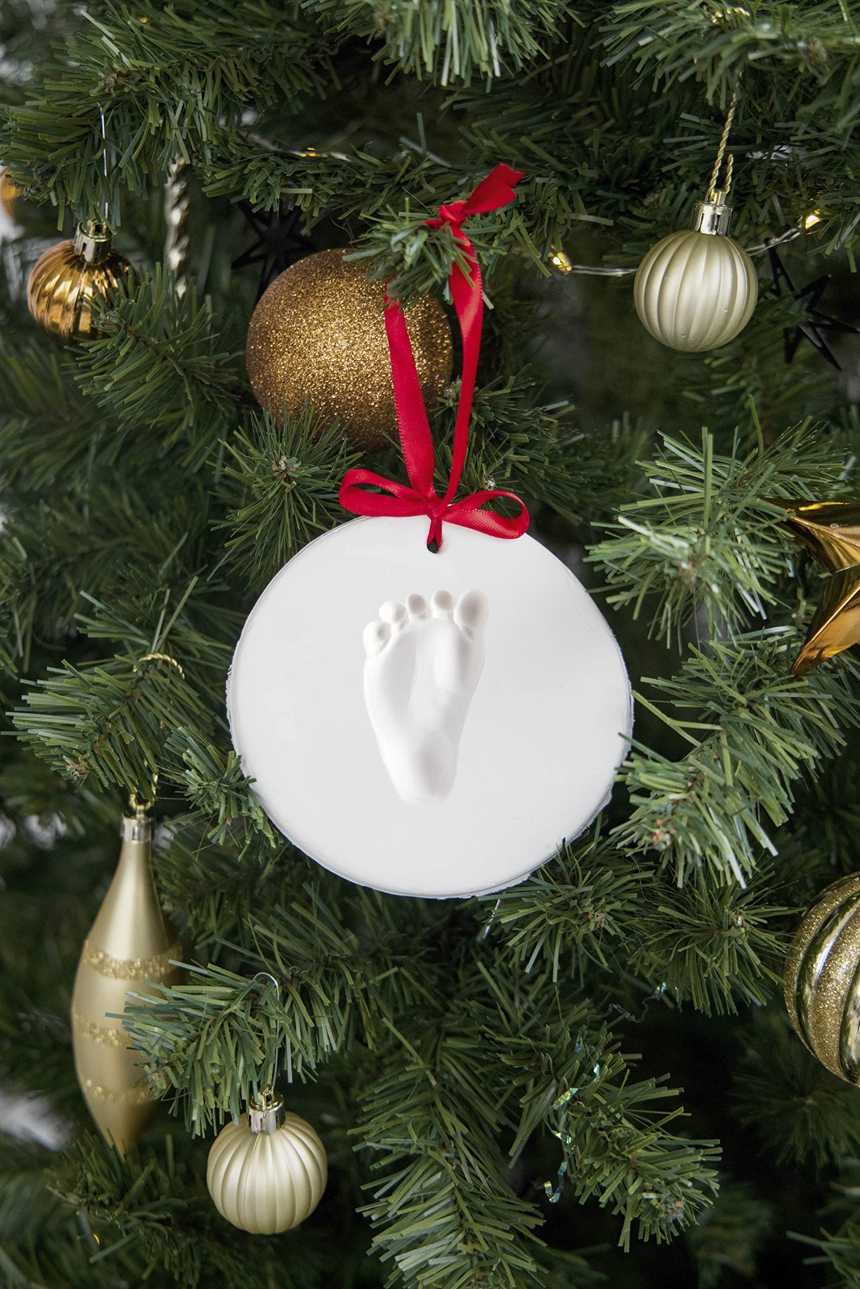 Pearhead Babyprints Baby's First Handprint or Footprint Ornament Kit, Easy No-Bake DIY Clay Impression Kit, Christmas Baby Gift, Baby Keepsake Ornament, Pack of 2