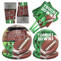 Piooluialy Football Party Decorations Tableware - Football Party Supplies Set, Include Dinner Plates, Cups, Napkins, Cutlery, for Touchdown Boys Football Party Supplies | 24 Guests