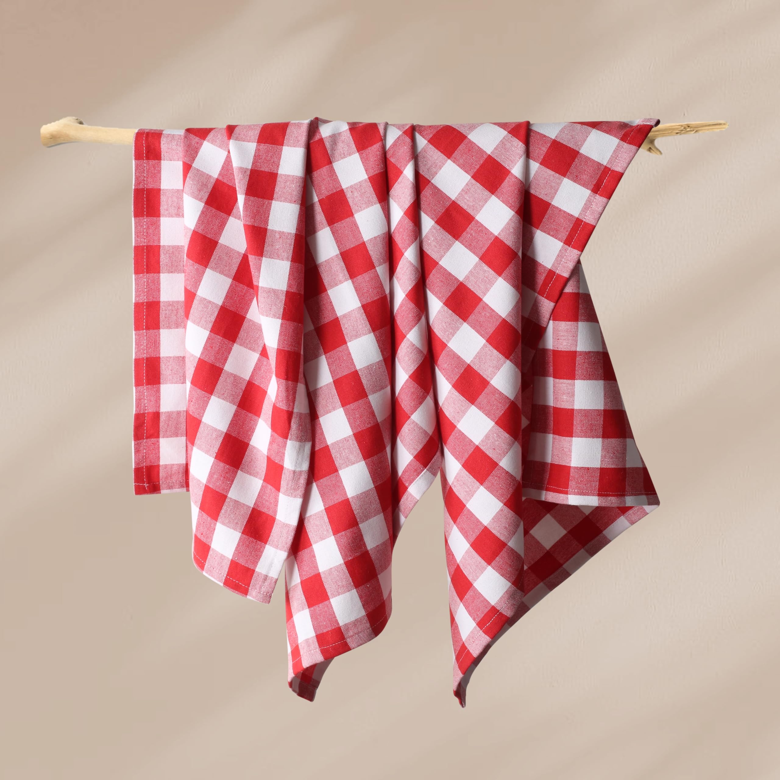 Softopia Cotton Cloth Napkins 18”X18” 100% Cotton Decorative Washable Gingham Buffalo Check Plaid Table Napkin for Kitchen, Party, Wedding, Restaurant & Camping - Red White (Set of 12)