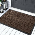 Yimobra Welcome Mat Outdoor 29.5x17, Waterproof Non-Slip Outdoor Mats for Front Door Outside Entrance, Low-Profile Entryway Mat Indoor for Garage Patio, Coffee