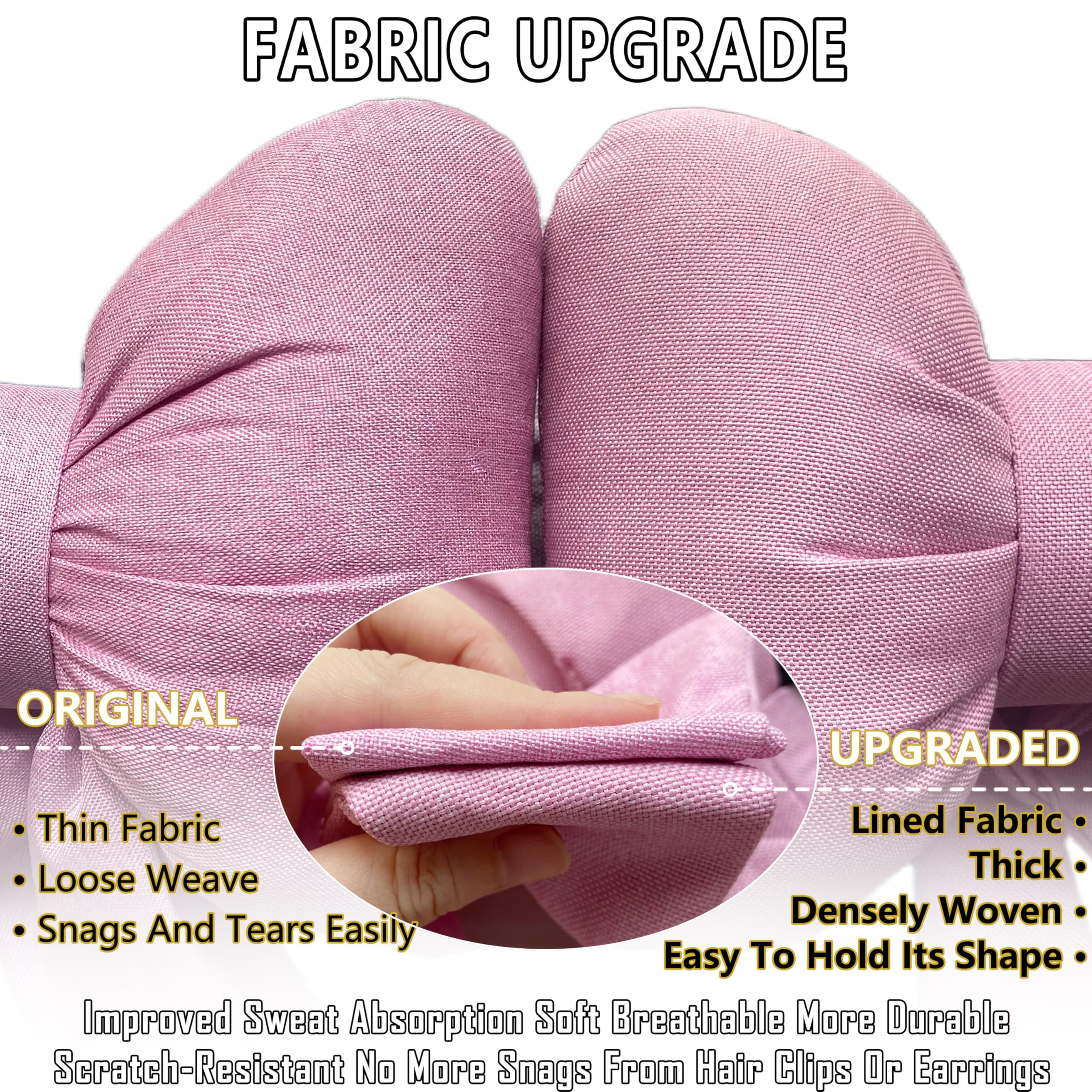 UINSUE 2PCS Chic Car Headrests with Bow-Shaped Cotton Linen Bowknot Neck Pillows for Cozy Road Trip & Cute Interior Decoration (Black)