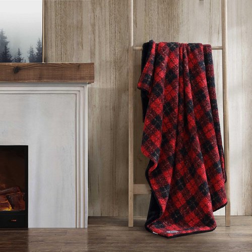 Eddie Bauer - Throw Blanket, Ultra-Soft Bedding with Faux Fur Reverse, Throw Blanket for Couch or Bed (Capitol Hill Plaid Red, 50" x 70")