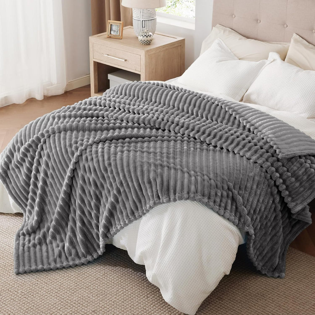 Bedsure GentleSoft Fleece Blanket - Cozy Frost Gray Throw for Couch, Perfect for Women & Girls, 108x90 Inches