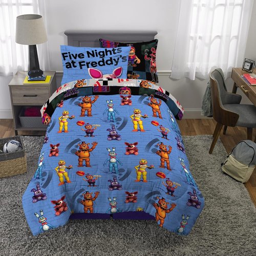 Franco Kids Bedding | Super Soft Comforter & Sheet Set with Sham - 5 Piece Twin Size, Five Nights At Freddy's