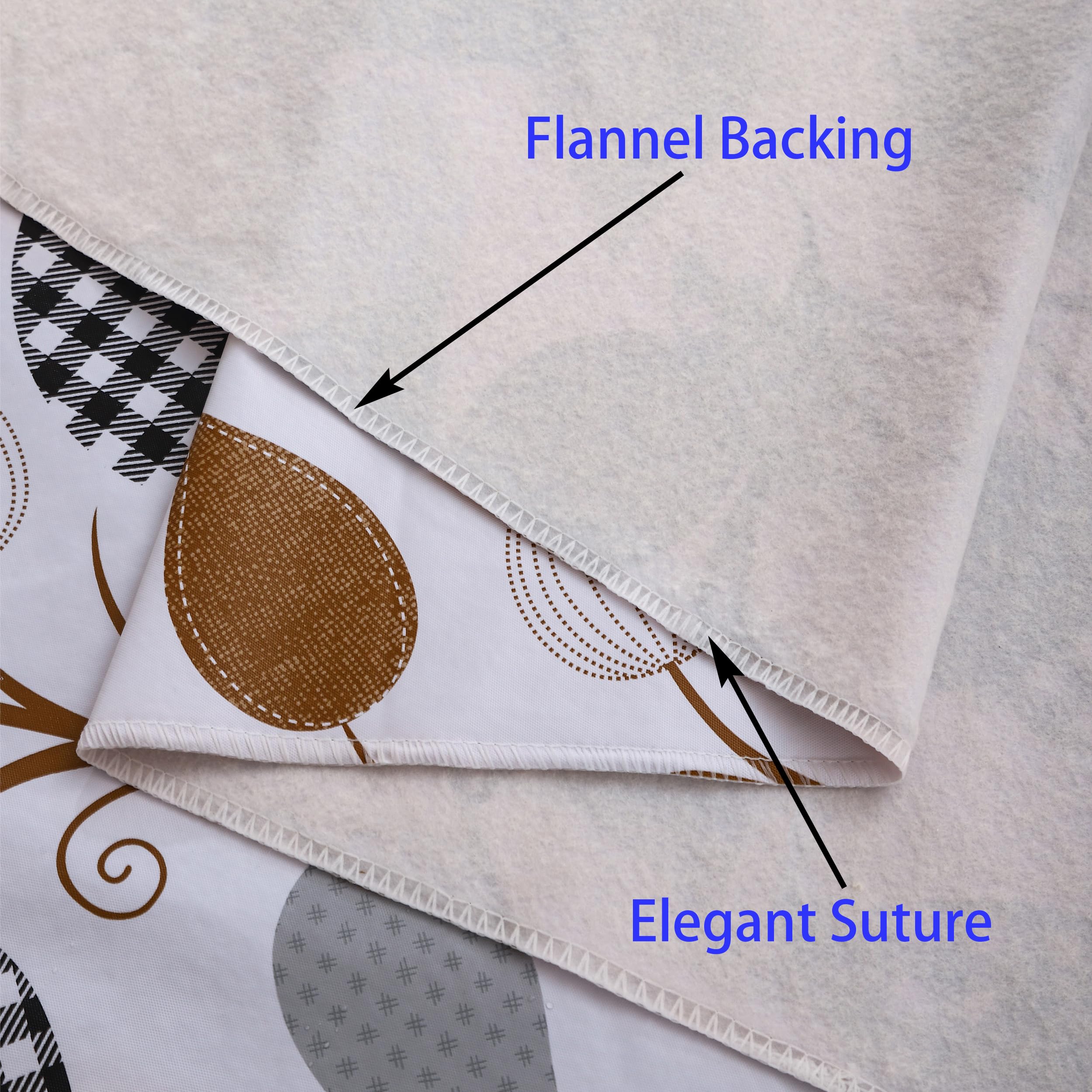 HRNJJYP Heavy Duty Vinyl Tablecloth with Flannel Backing Waterproof Oil-Proof Plastic Table Cloth Stain-Resistant Wipeable Rectangle or Square Table Cover for Dining, Camping (Leaves, 52X70 Inch)