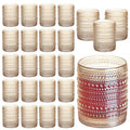 24 Pcs Golden Hobnail Beaded Drinking Glasses, 12 oz Vintage Glassware Set Romantic Water Glasses Tumbler, Water Cups, Clear Embossed Glassware Set for Beer, Juice, Cocktail, Soda, Beverages Amber