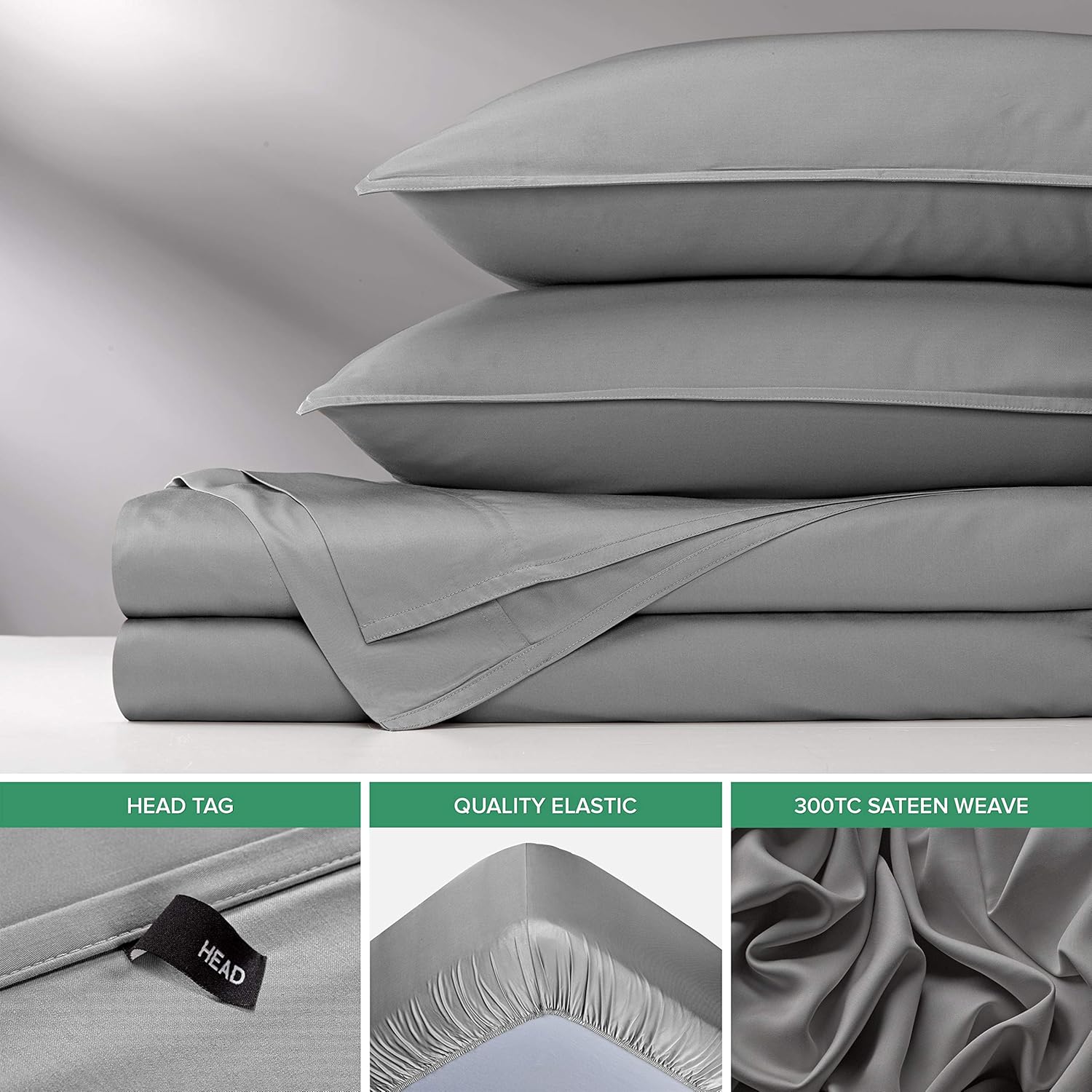 Pure Bamboo Twin Sheet Set - 100% Organic Viscose, Luxuriously Soft & Cooling | Stone Grey, Double Stitching