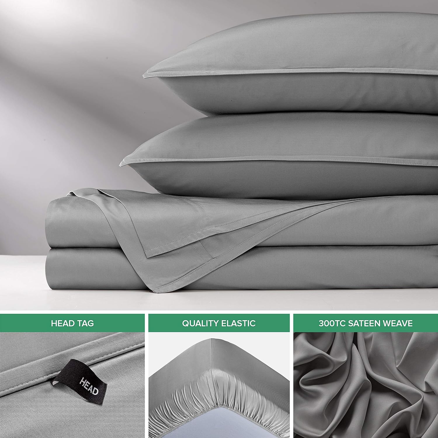 Pure Bamboo California King Sheets - 100% Organic Viscose Bed Set, Soft & Cooling, Stone Grey