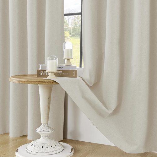 ChrisDowa 100% Blackout Curtains - Birch Solid 63-Inch Thermal Insulated Drapes | 2 Panels for Bedroom & Living Room