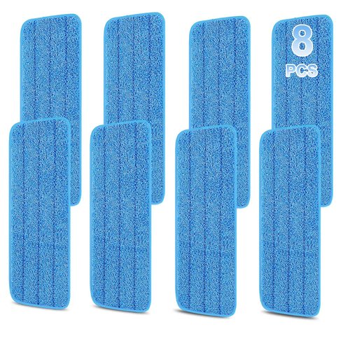8 Pack 16.5 inch Reusable Mop Pads Microfiber Spray Mop Replacement Heads for Wet/Dry Mops Compatible with Bona Floor Care System